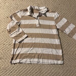Erika Tan and White Striped Shirt
